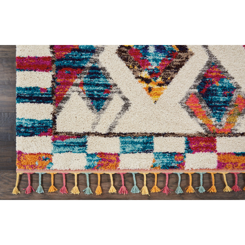 Tapis ivoire Lucina Tribal Bohemian, Rectangle 7 pi 10 po x 10 pi 6 po