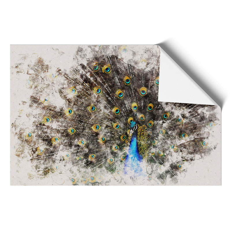Peacock Watercolour - Frameless Print, 21cm H x 30cm W x 0.1cm D