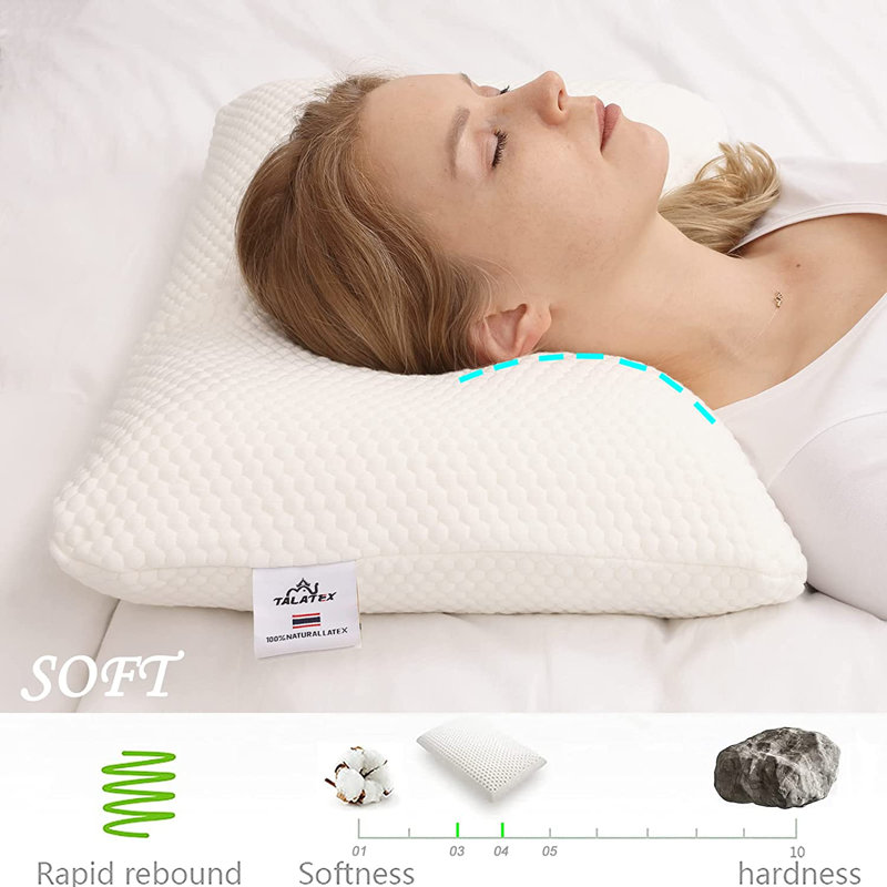 Talatex 100% Natural Talalay Latex Pillow Plush Version ( Pack of 1), Standard Pillow: 5.5"H x 24"W