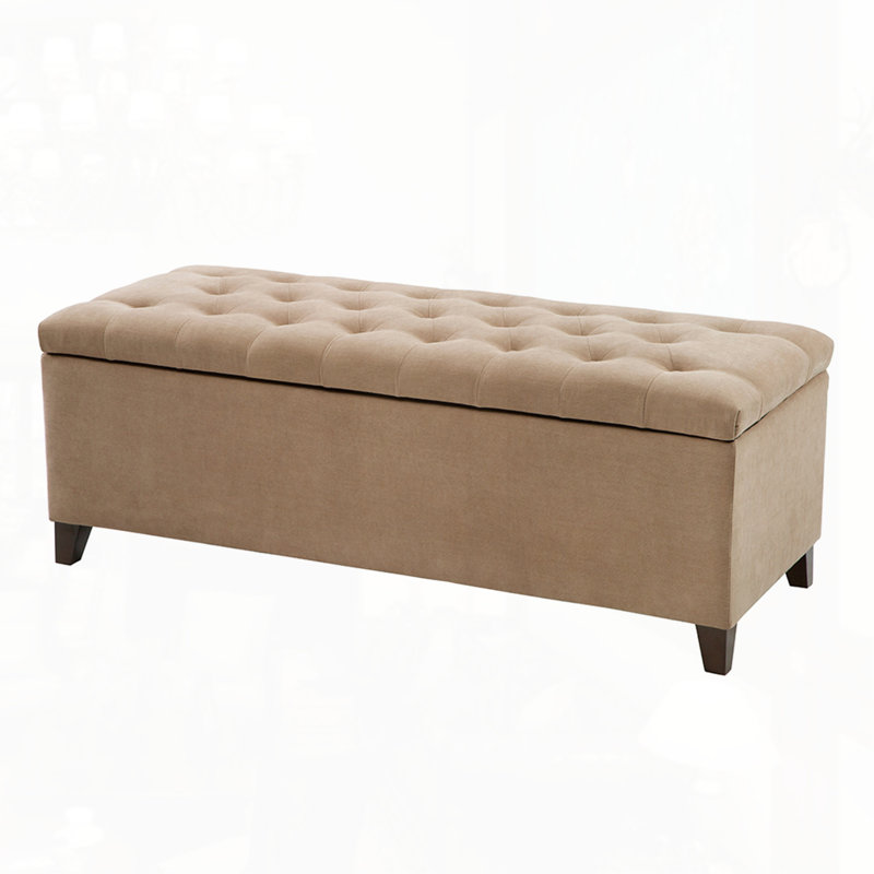Tufted Top Soft Close Storage Bench, Sand