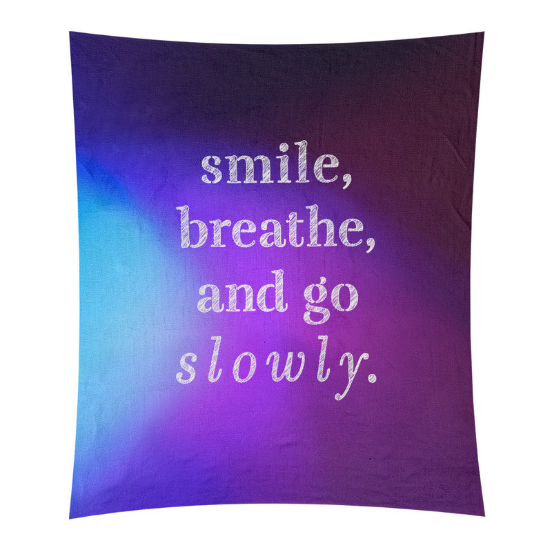 Tapisserie de polyester à quote-main lente, H 27,5 po x l 37,5 po, Bleu / mauve
