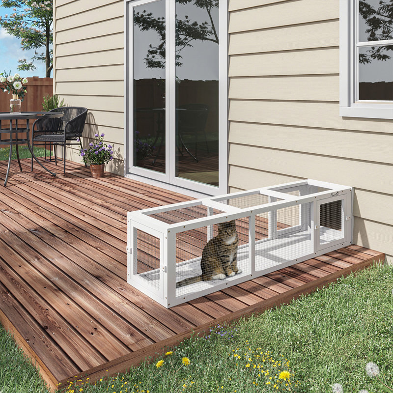 Outdoor Cat Tunnel with Extendable Design, H 15 po x l 78,7 po x P 15 po , Blanc