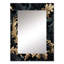 Tabria noir et or fleurs de damas - miroir décoratif damassé, miroir mural bohème, impression d'art en métal-136854140