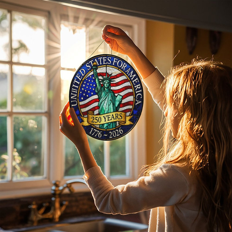 Pare-étincelles pour vitrail 250 ans United States For America, 9,8 x 9,8 po (25 x 25 cm)