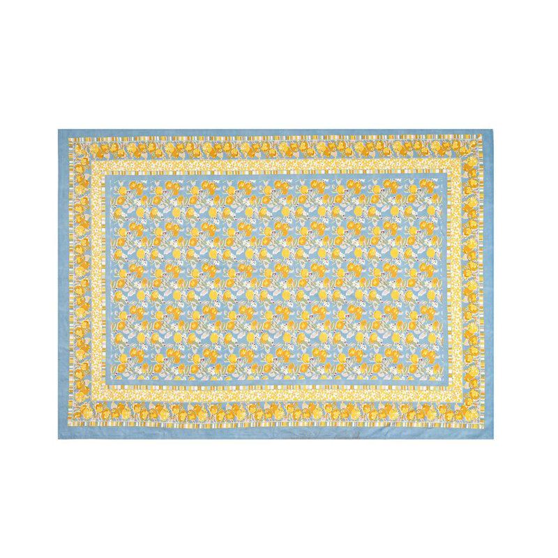Aazad Tablecloth, Blue/Yellow, 106" L x 71" W