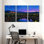 Abstrait, ciel nocturne, vignobles, lumières, réflexion, étoiles, ensemble de 3 impressions sur toile