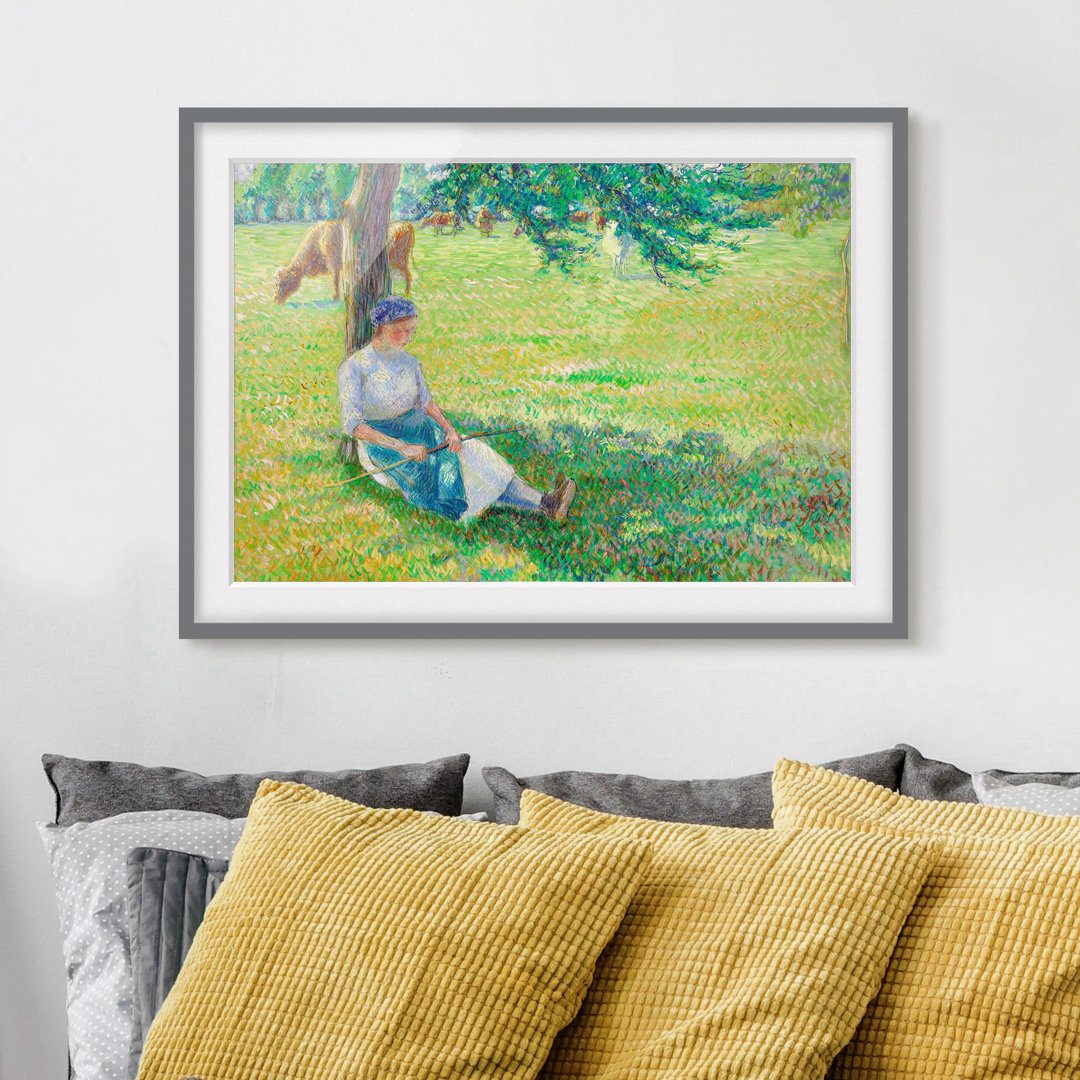 Gerahmtes Poster Cow Herder von Camille Pissarro