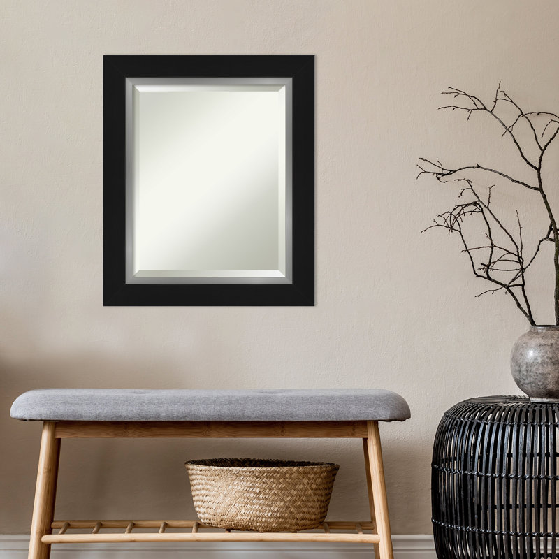 Ahraya Flat Wall Mirror, 25.5" x 21.5", Black