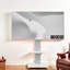 Meuble télé ajustable blanc avec rangement, design moderne en MDF pour la maison et le bureau