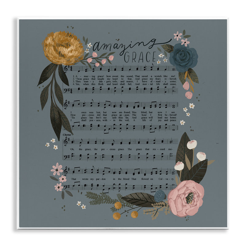 «Amazing Grace Floral Hymn», art mural sur bois par Loni Harris