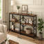 Console très longue de 70,9 po avec tablettes de rangement, canapé industriel à 3 niveaux derrière le canapé, table d'entrée moderne avec structure en X en métal, bibliothèque de couloir étroite pour le salon, brun rustique