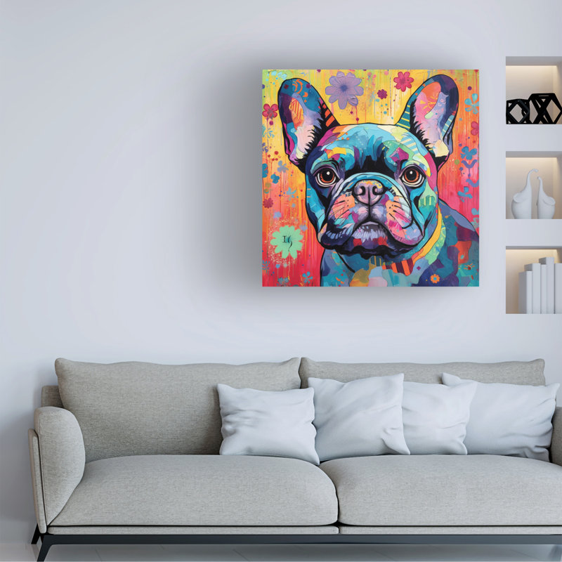 Animaux, coups de pinceau floraux sur toile, H 14 po x l 14 po x P 2 po