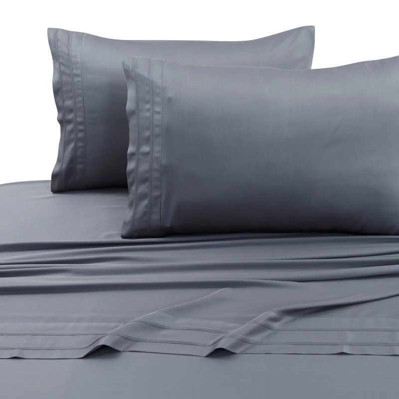 Rayon from Bamboo 300 Thread Count Sateen Extra Deep Pocket Bed Sheet Set, Blue