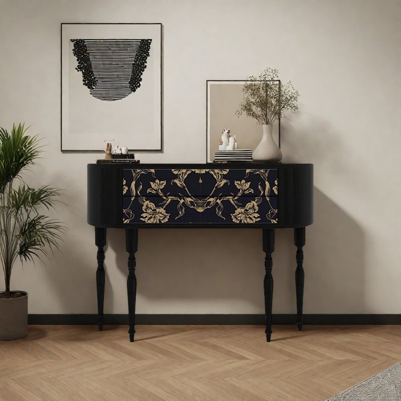 Console rétro vintage avec 2 tiroirs, H 35,43 po x l 47,24 po x P 11,81 po