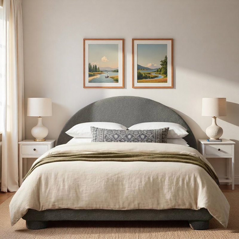 Lit plateforme Boucle, Full / Double, Gris