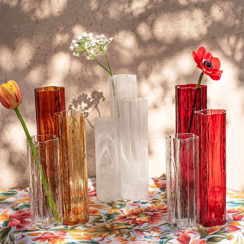Flora Glass Table Vase, Red