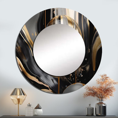 Miroir mural décoratif en marbre doré et noir Pablita III