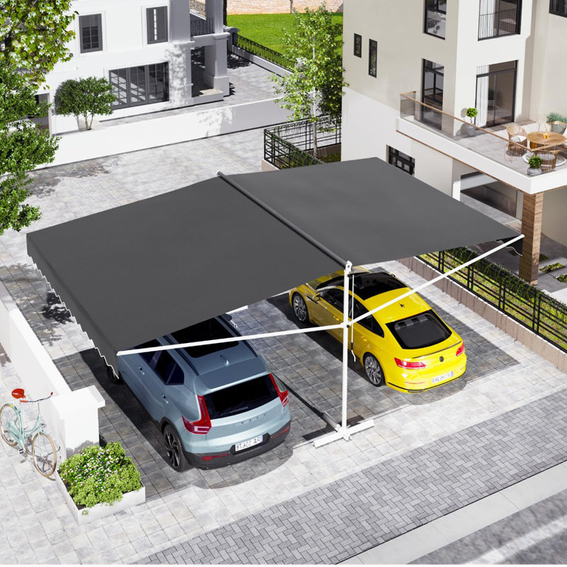 Abri de soleil manuel auvent rétractable autoportant pour la maison ou le commercial, 102" H x 156" W x 120" D
