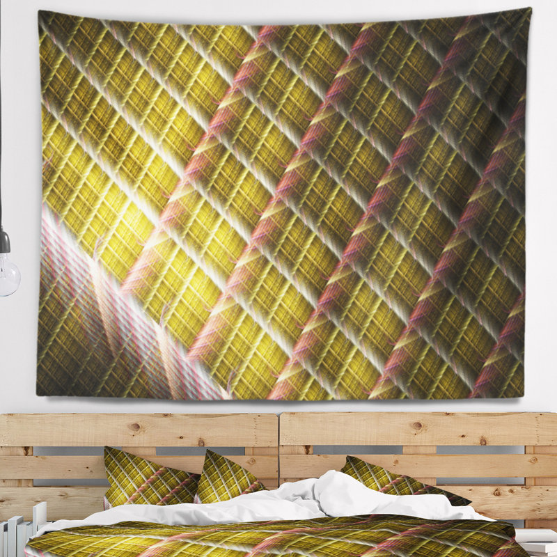Tapisserie de grilles abstraites de protection en métal, H 50 po x l 60 po