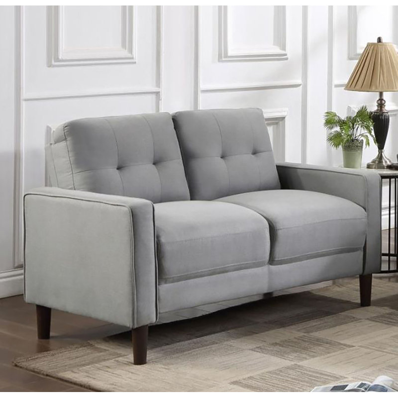 Bouirou Upholstered 54.25'' Loveseat, Grey Polyester