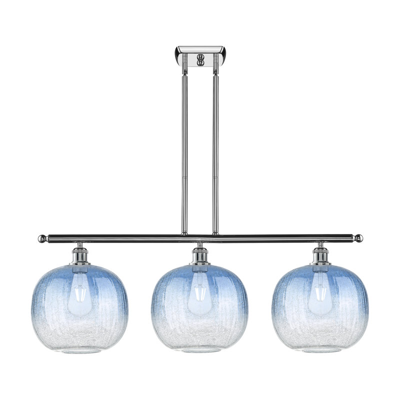 Luminaire suspendu pour îlot 3 lumières Ballston - Himmel, Bleu saphir, Chrome poli