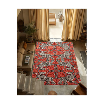 Tapis orange à motif de tigre orange
