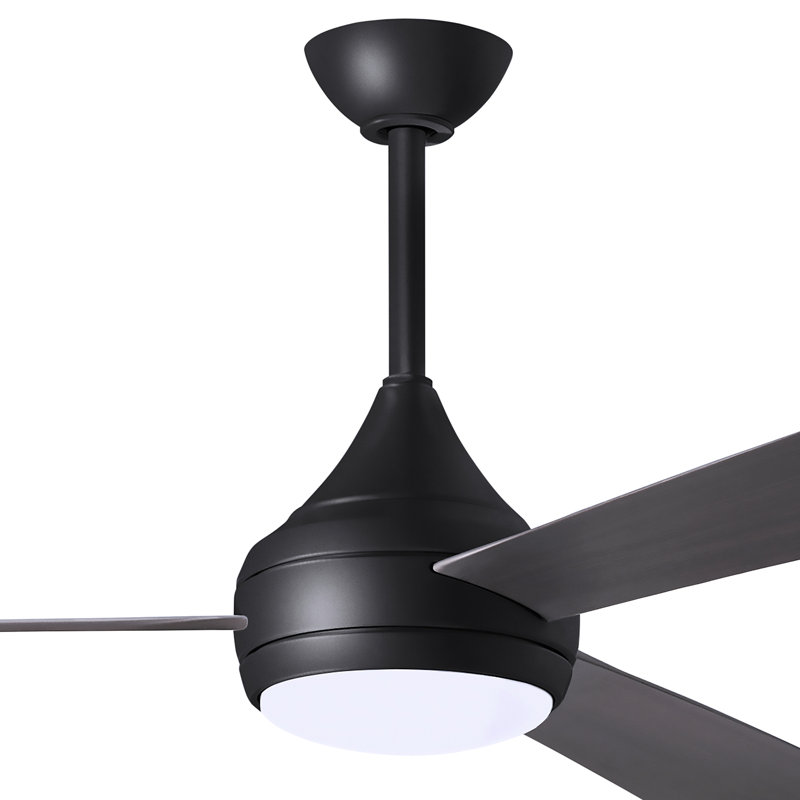Donaire LED Outdoor Downrod Ceiling Fan, Matte Black, Brushed Bronze