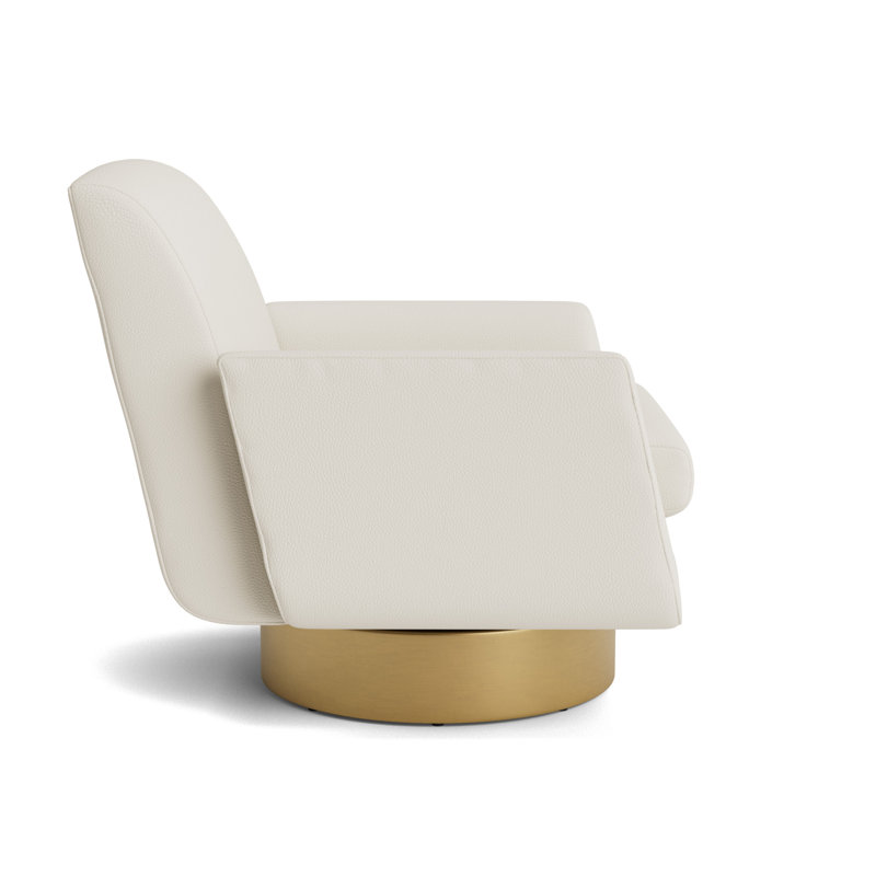 Supernova Full Swivel Leather Chair, Greenwich Performance Leather - Cream, Brushed Brass