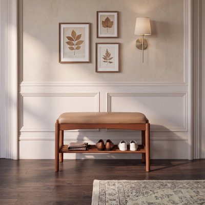 Assembled Solid Beech Upholstered Shoe Bench