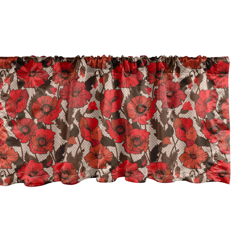 Cantonnière Ambesonne, lot de 2 coquelicots 99973, L 54 po x L 18 po