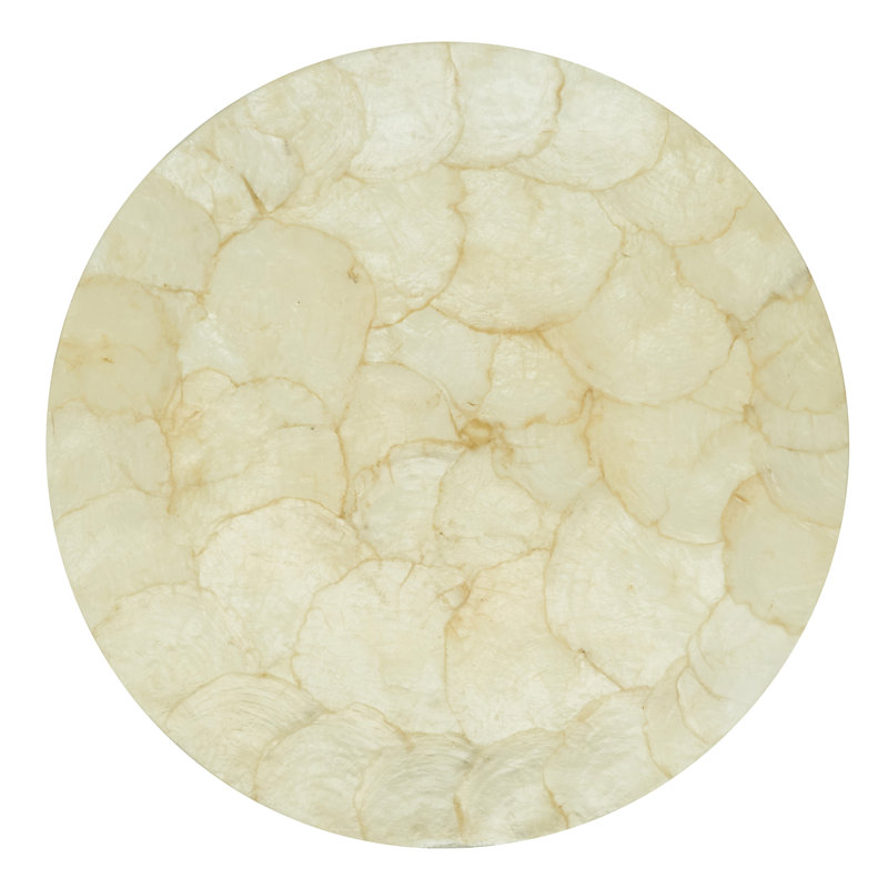 Black and White Floral Capiz Shell Round Placemats, Set of 4