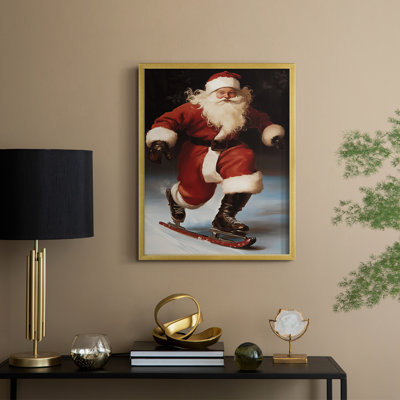 «Christmas Holiday Art», série 2-CLX III, reproduction encadrée - bois massif