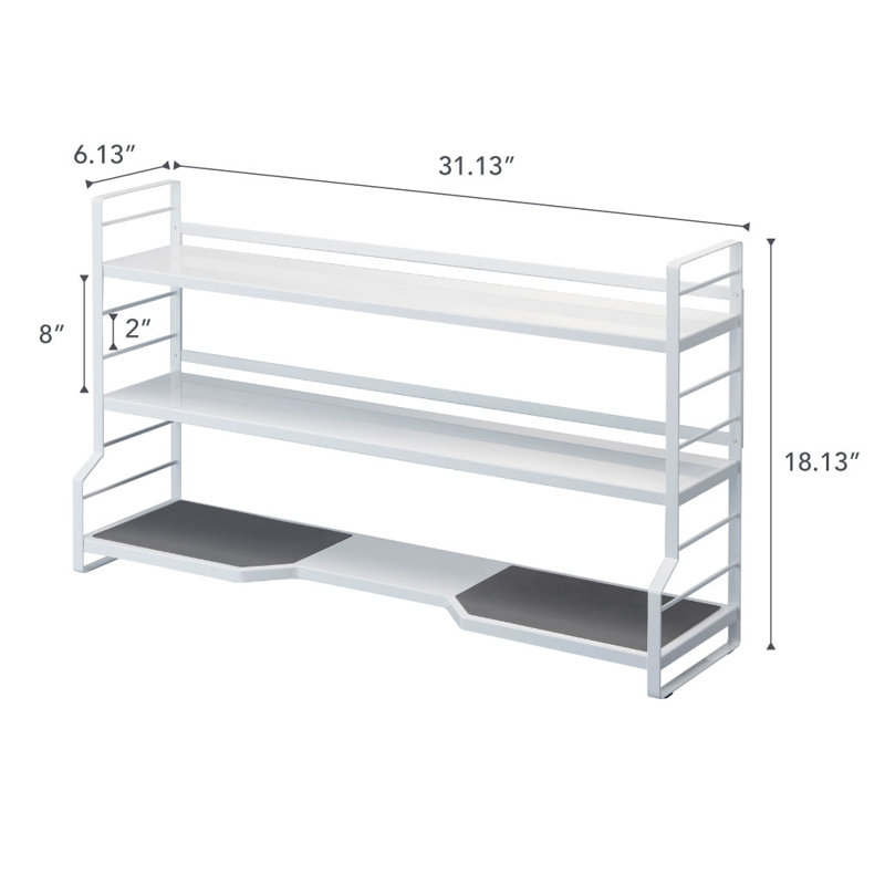 Yamazaki Modern 3-Tier White Steel Countertop Kitchen Shelf