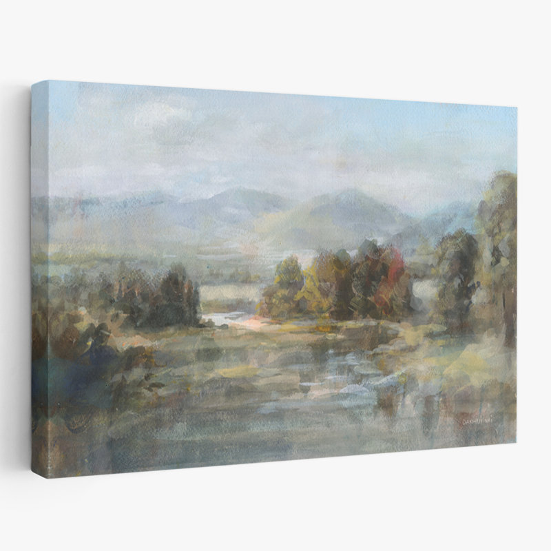 Art d'une rivière bleue et brune, H 16 po x l 24 po