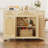 Rattan Rolling Kitchen Island Cart with Drop-Leaf Countertop, Tilt-Out Trash Can Cabinet, 2-Door Storage, Drawers, and Spice Rack-198863