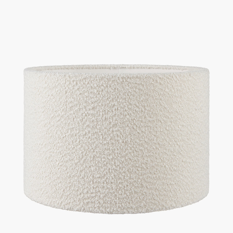 Drum Boucle Lamp Shade, White, 20cm H x 30cm W x 30cm D