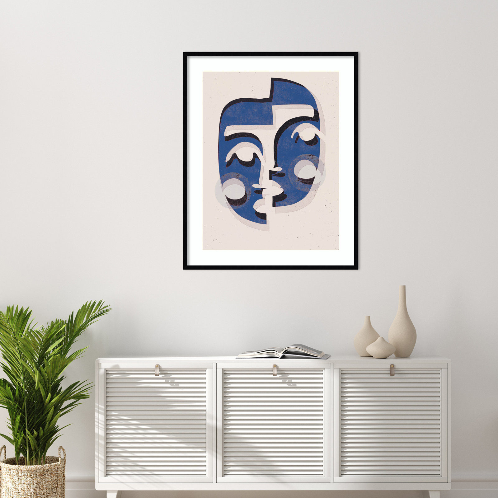 Galya "The Blue Mask" Print by Treechild, 41" H x 33" W, Black