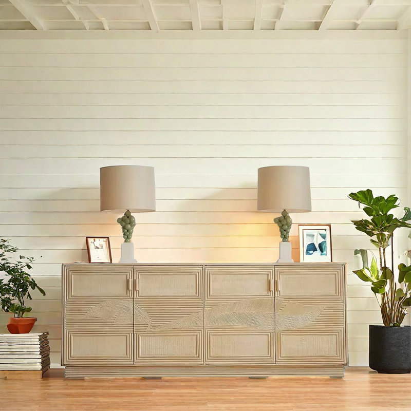 Armoire d'appoint en bois massif Simple Rattan Art