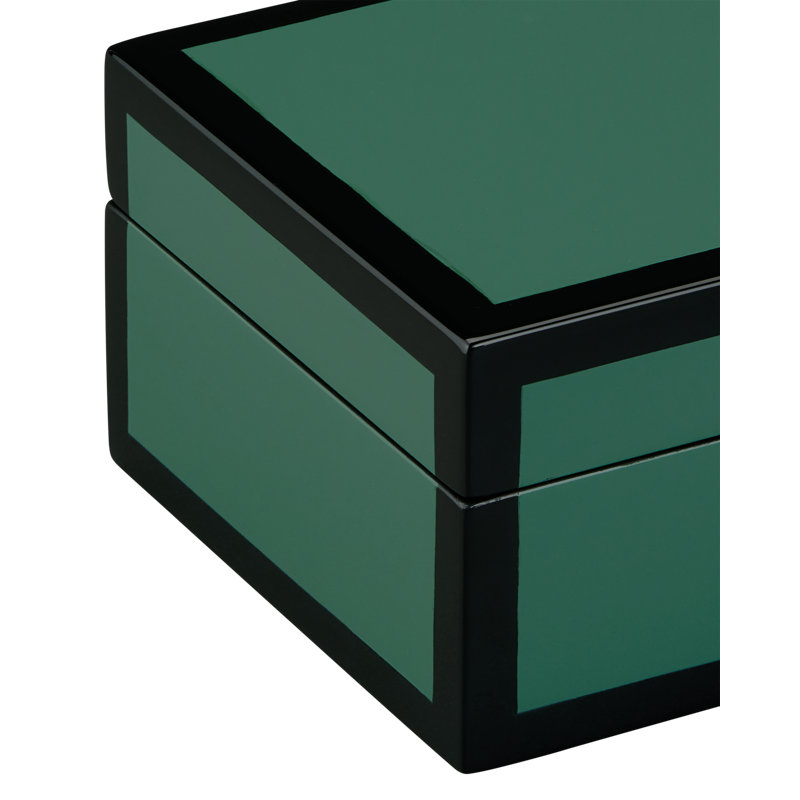 Navy Lacquer Box Set Of 2, Green 