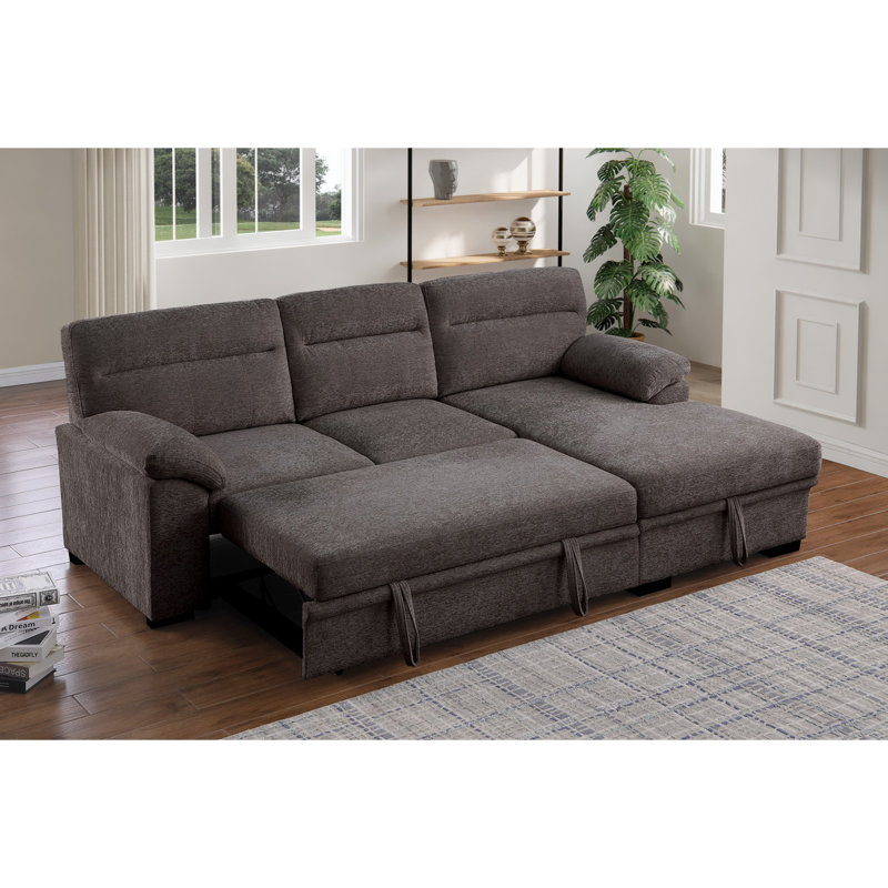 Canapé-lit modulaire en chenille brun Kipriano II, Brun