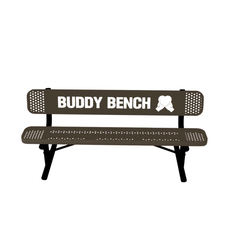 Banc d'appoint Buddy Bench, brun texturé, perforé, 1,83 m, avec dossier, portable, Banc de jumelage portable 6 pi, perforé