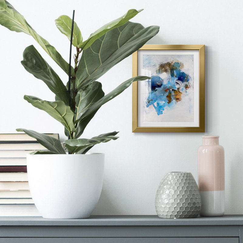 Misty Blue I -Framed Print, Gold