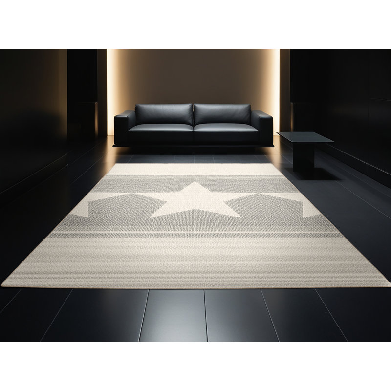 Soft Plush Estrada July 4Th Modern & Contemporary Abstract Area Rug in Beige – Beige Binding, 8x10