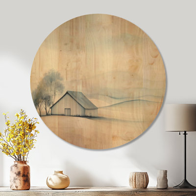 Misty Countryside Barn - ferme, art mural, imprimé sur bois