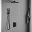 Pomme de douche à fixation murale contemporaine avec robinet noir, contrôle, robinet de finition pluie dans la cartouche, vernis