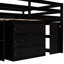 Lit mezzanine avec espace de rangement et 3 tiroirs, bureau escamotable inclus, lit de construction solide, tiroirs dynamiques