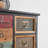 Vintage Storage Cabinet with Multi-Colored Drawers, 35 x 33 inches, Metal Mesh Design, Distressed Fir