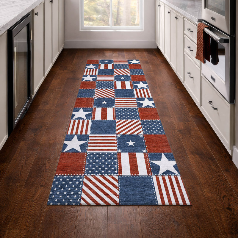 Machine Washable Indoor/Outdoor Chantille ACN2848 Americana Rug, 2'3" x 7'6" Runner