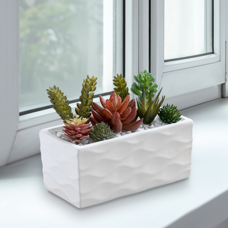 White Indoor Wave Pattern Decorative Planter Pot