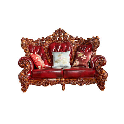 European-style Casual Leather Sofa 78.7'' Leather Loveseat